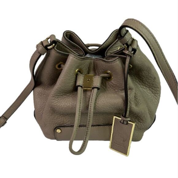 Vince Camuto Leather Bucket and Drawstring Small Satchel Bag - Gray - Picture 1 of 15